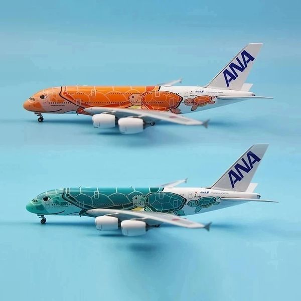 20CM alliage métal Japon Air ANA Airbus A380 dessin animé tortue de mer compagnies aériennes modèle d'avion voies aériennes modèle d'avion peinture avion jouets 240328