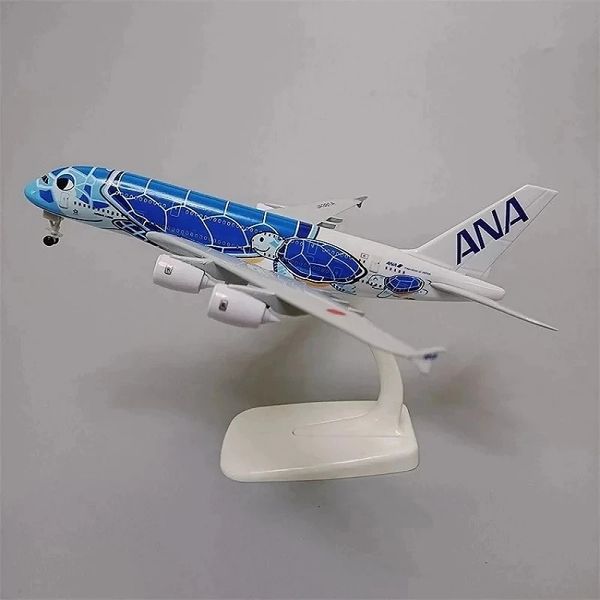 20 cm Alloy Metal Japan ana Airbus A380 Cartoon Sea Turtle Airlines Diecast Airplane Model Plane Aircraft Green Orange Bleu 240417