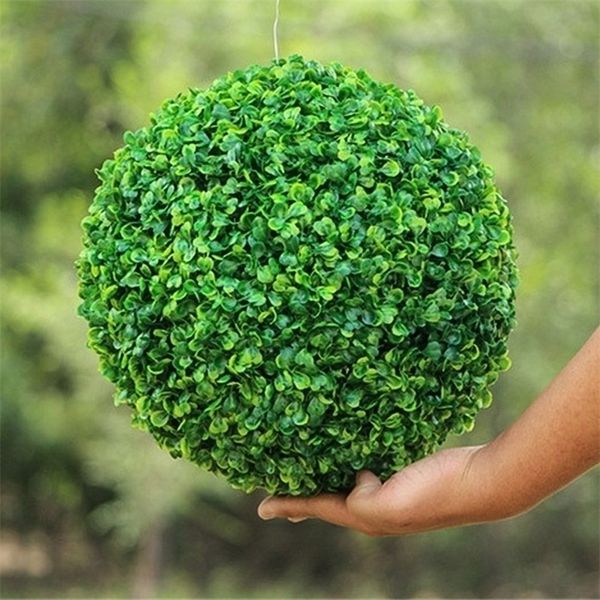 20cm Plante Artificielle Boule Topiaire De Noël Décoration Extérieure Suspendus Pour La Fête De Mariage bricolage el Maison Yard Jardin balle Y201020