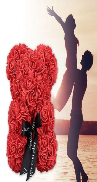 20 cm Bear of Roses Bear Rose Flower Artificial New Year Gifts for Women Valentines Gift6735497