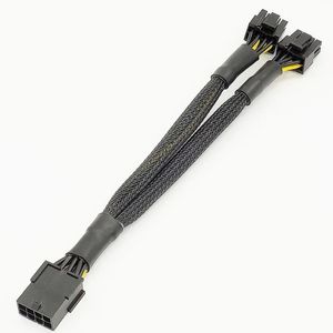 20 cm gevlochten y-splitter GPU-adapterkabel PCIE 8 PIN Vrouw tot dubbele 2x8 pin (6+2) Male PCI Express Power Adapter Extension Cable