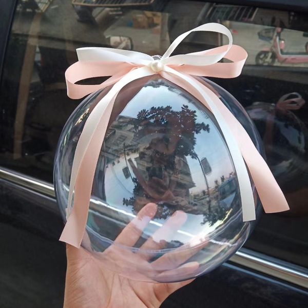 Bola redonda de decoración navideña de 20CM, esfera de plástico transparente para boda, Día de los niños, cumpleaños, diseño de ventana decorativa DIY