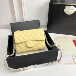 20 cm Bolsos de diseñador Monedero Flap Bolso de mujer Bolso de hombro de lujo Bolso Caviar Piel de cordero Cuero clásico Flap Sobre Bolsa en cadena Crossbody