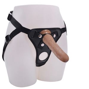 20cm dubbele hole riem op realistische dildo broek voor lesbische paar strapon harnas dildo's met zuignap volwassen sex producten 211018
