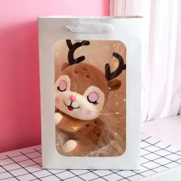 20 cm Elk Doll Plush Toy Santa Ride Sleep rest Sika Deer mignon Doll Festive Cadeaux pour les cadeaux d'anniversaire pour enfants