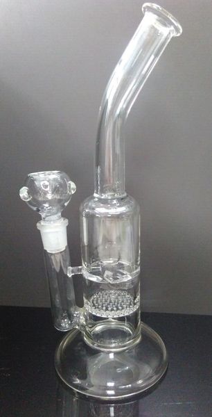 Venta caliente 20 cm Tubo doblado de vidrio Agua Bong Reciclador Tubos de vidrio 14.5 mm Plataformas petroleras conjuntas pieza de pantalla de vórtice vidrios transparentes bongs