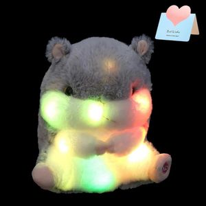 20 cm Toys de poupée de hamster brillant LED Light-Up Pet Rat Plume Toys Soft Cute Luminous en peluche Animaux Kids Gift Birthday pour filles 240419