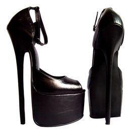 20 cm hauteur de talon en cuir véritable Sexy Peep Toe talon aiguille pompes chaussures de fête taille américaine 5-14.5 NO.Y2007
