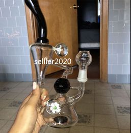 20 cm de hauteur Klein Recycler plates-formes pétrolières en verre bongs d'eau narguilés Chicha tuyau de fumée plate-forme de base de bécher avec Banger de 14mm