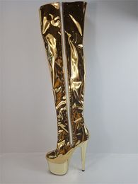 20 cm hoge hakken strip laarzen loopplatform japanned lederen 8 inch prestatieschoenen plus size dij high laarzen voor vrouwen