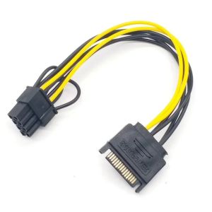 20 cm hoge snelheid 15 pin sata mannelijk tot 8 pins (6+2) PCI-E voedingskabel SATA-kabel 15-pins tot 8 pins kabel