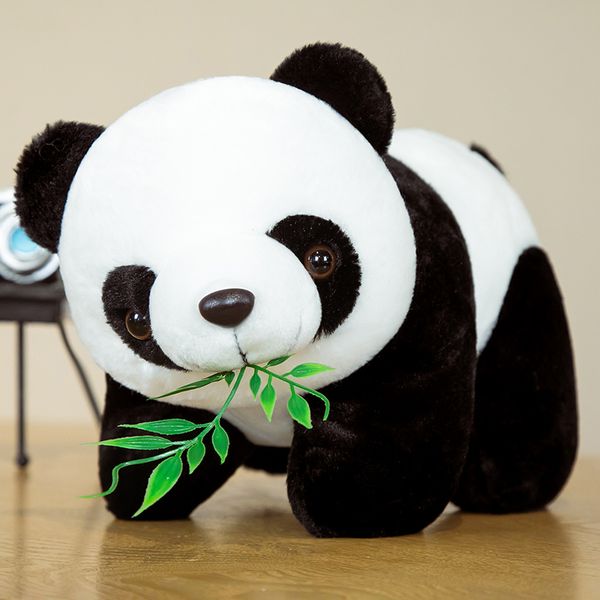 20 cm Kawaii peluche Panda jouets joli oreiller Panda avec des feuilles de bambou peluche doux Animal ours beau cadeau d'anniversaire pour les enfants