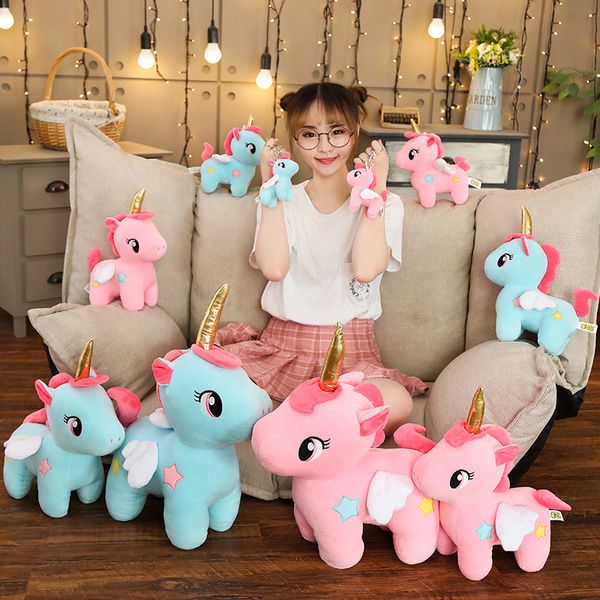 Poupées en peluche licorne douce Kawaii de 20cm, jouets animaux pour bébés enfants, oreiller de couchage apaisant, cadeaux d'anniversaire pour filles