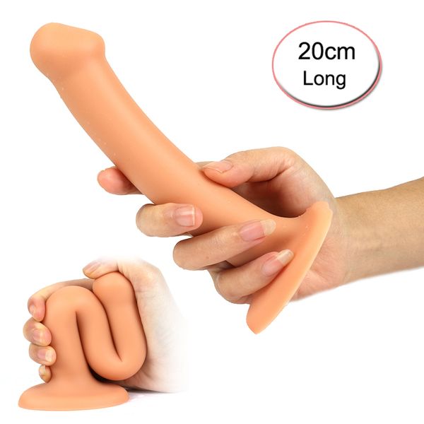 20 cm de Long énorme gode réaliste Silicone pénis Dong gros Anal godemichet Anal pour femmes homme sexy Masturbation Lesbain jouets adulte