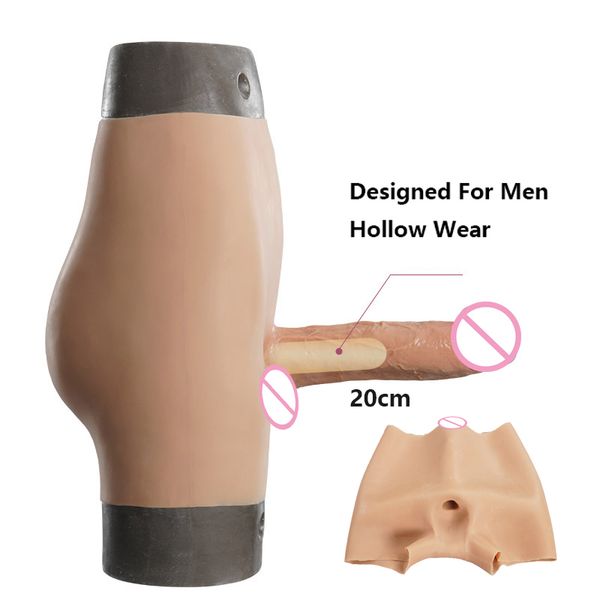 Bragas consoladores con correa de silicona de 20cm de largo, pantalones realistas, dispositivo de masturbación para hombres, correa para pene lésbico, juguete sexy