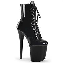 20 cm New Hate Sky High Pole Dancing Chaussures Martin Boots Sexy Modèle Sandales High Heed Sandals Women's Night Club Stiletto Bottes Low