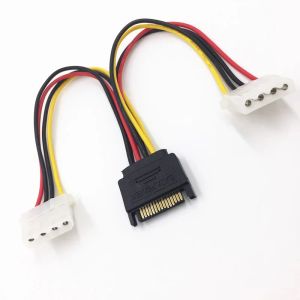 Cable de extensión de alimentación de 20 cm SATA 4PIN Male a Molex IDE Dual Big 4pin Adaptador de cable hembra para adaptadores de hardware del disco duro HDD