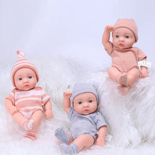 20 cm Reborn Baby Doll Niño Real Soft Touch Mini y cuerpo completo Silicona Realista Nacido Juguetes 240306