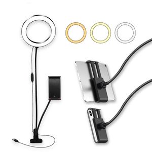 Kit selfie lumière annulaire 20 cm avec support de téléphone pour iPad maquillage YouTube vidéo flux en direct beauté éclairage lampe de bureau kit 2 en 1