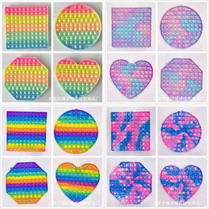 20CM Square Circle Heart Octagon Fidget Toys Popet Bubble Popper Giant Large Macaron Rainbow Bubbles Popper Board Anti Anxiety Kids Finger Puzzle Key Ring G62ZF30