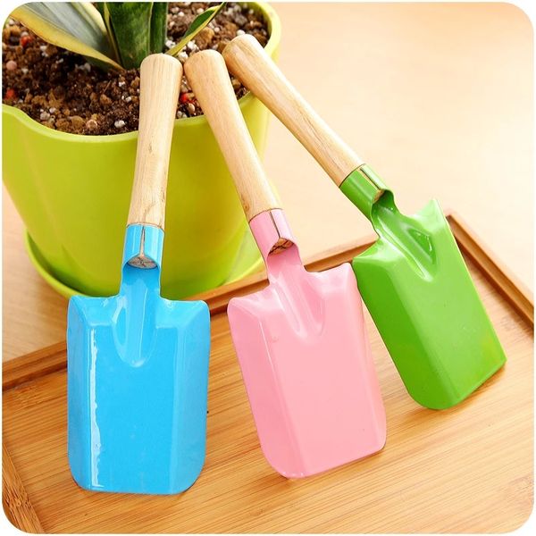 Mini pelle en fer avec manche en bois de 20cm, truelle colorée pour ameublir le sol en pot, pelle domestique multifonctionnelle, outils de jardin durables