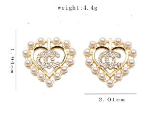 20style Simple 18K Gold Plated 925 Silver Letters Stud Luxury Brand Designers Geometric Famous Women Round Crystal Rhinestone Pearl Earring Wedding Party Jewelry