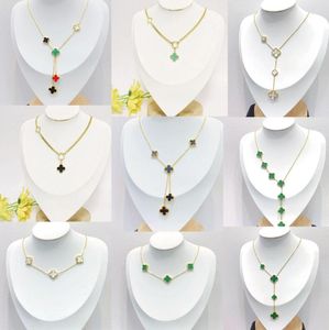 20 Farben Luxus Designer 18 Karat vergoldet vierblättriges Kleeblatt doppelseitige Halskette Anhänger Halskette Weihnachten Hochzeit Party Schmuck