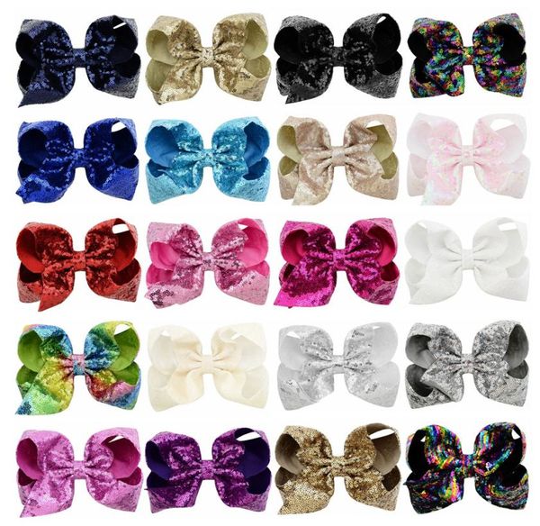 20 couleurs 8 pouces mignon bébé filles JOJO Sequin épingle à cheveux Blingbling pince à cheveux ruban Bowsknot épingle à cheveux Boutique enfants coloré Ba9005851