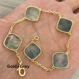 20 colores Moda clásica 4/Trébol de cuatro hojas Pulseras con dijes Diamante Brazalete Cadena 18K Oro Ágata Concha Nácar para mujeres Niñas Boda Día de la madre Regalo de joyería