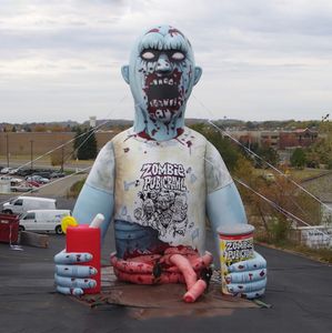 20 pieds de haut sanglant personnages géants gonflables Halloween Zombie avec des lumières LED Franky Frankie Monster Figure pour la décoration extérieure Publicité
