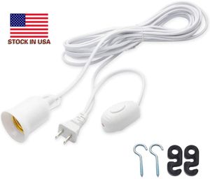 Cable de alimentación de 20 pies, Bases de lámpara E27/E26, enchufe redondo con cable de interruptor para lámpara de araña, portalámparas, toma de luz colgante de 85-265V