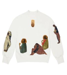 20fw Autumn Winter Oil Painting Jesus Long Sleeve Sweatshirt High Street Crewneck pullover Men Women Casual Fashion Sweater8193974