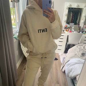 20fw herfst winter Europa reflecterende hoodie plus size koffie matcha groen skateboard hoody fleece haped pullover sweatshirt broek set