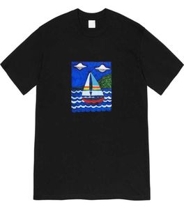 20FW Cartoon Zeilboot Tee Schilderij Box Straat Amerikaanse Zomer Limited High Street Designer T-shirts Ademend Mode Mannen Vrouwen C3520069