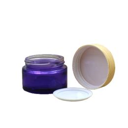 20G 30G 50G botella rellenable de vidrio púrpura transparente tarros de crema de ojos vacíos tapa de rosca de plástico de madera falsa embalaje cosmético contenedor clásico