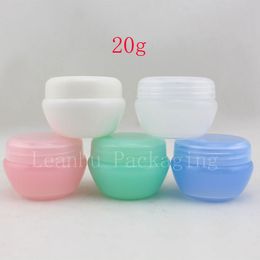 Tarro de crema cosmética con forma de hongo vacío de color de 20G, envase de plástico para crema para el cuidado de la piel, fabricante de lata de envase compacto de viaje