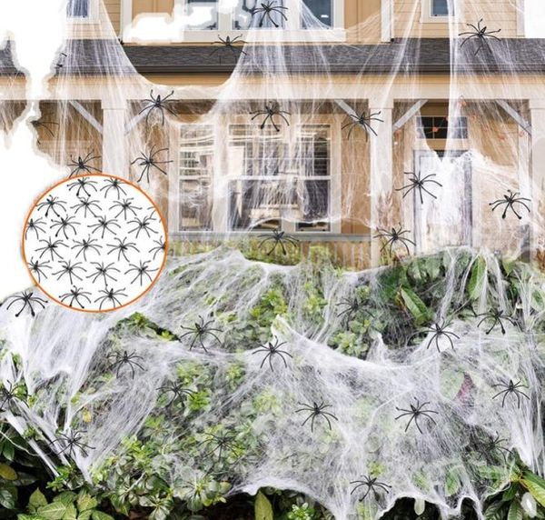20g Halloween effrayant fête décor extensible toile d'araignée toile d'araignée coton horreur Halloween décoration pour bar maison hantée scène accessoires6639014