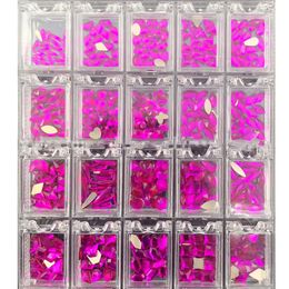 20GridsEach-1-ShapeStrass Diamond Nail Charms Cristales Rhinestones AB Diamond 3D Glass Nail Art CRISTAL Decoraciones 400PCS / Caja 240301