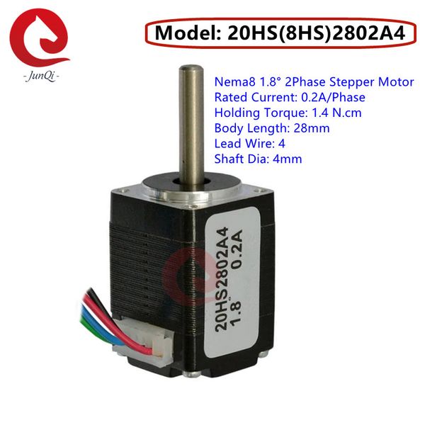 20HS2802A4 2PHASE BAS Prix 28 mm 0,2a 1,8 n.cm NEMA 8 MOTEUR STAPER AVEC 4 FIL