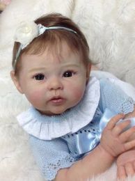 20 inch al geverfd afgewerkte herboren pop Raaf levensechte zachte aanraking babymeisje pop 3D huid zichtbare aderen met wortelhaar