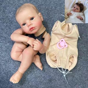 20 inch al geschilderd Reborn Baby Kit LouLou wakker met haar en wimpers 3D huid ongemonteerde DIY handgemaakte pop onderdelen 240119