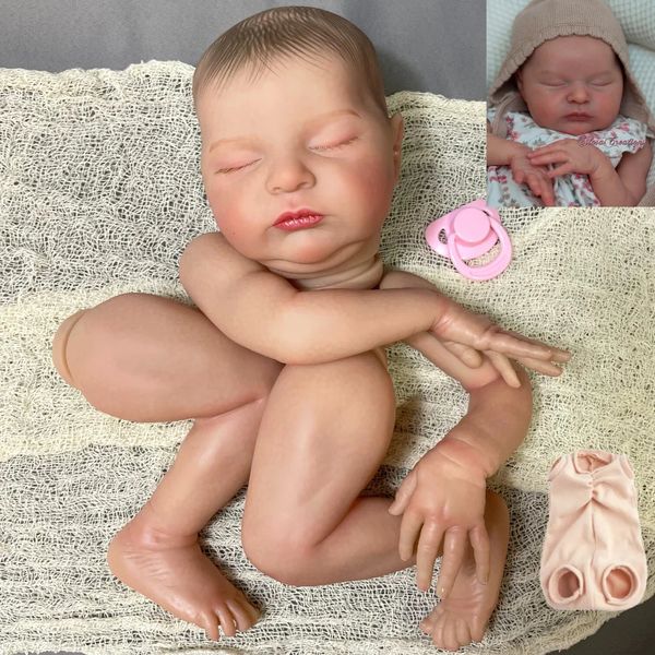 Kit de muñeco realista ya pintado de 20 pulgadas, molde de piel 3D de Laura, piezas de bebé nacidas hechas a mano de alta calidad con cuerpo de tela 240119