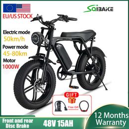 20 inch Fat Ebike 48V 750W/1000W Hub Motor Super Power Electric Ebike Retro Design 7 Speed ​​Snow Beach Ebike Men Elektrische fiets