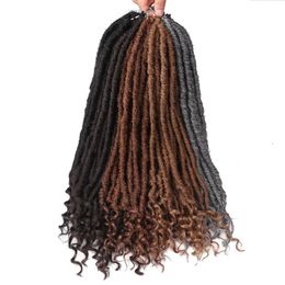 20inch Goddess Faux Locs Crochet Traids Natural Synthetic Hair Extension 18stands Pack avec des extrémités bouclées262r