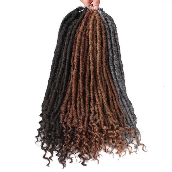 20 pouces Déesse Faux Locs Crochet Tresses Extension de Cheveux Synthétiques Naturels 18 supports / Paquet Avec Extrémités Bouclées