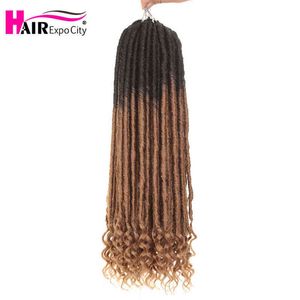 20inch Goddess Hair Ombre Faux Locs Trenzas de ganchillo Trenza natural suave Extensiones de trenzado sintético Expo 220610