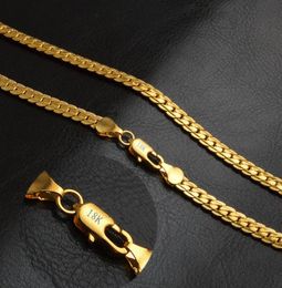 20inch Luxury Fashion Figaro Link Chain Collier Femmes Bijoux pour hommes 18K Colliers de chaîne de hiphop plaqué Gol
