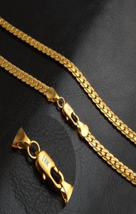 20inch Luxury Fashion Figaro Link Chain Collier Femmes Bijoux pour hommes 18K Colliers de chaîne de hiphop en or réel plaqué or7717328