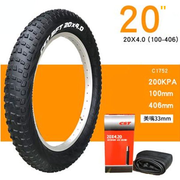 20inch Snow Bike Tire 20x4.0 ATV Tire Beach Bike Tire City Fat Electric Bike Bicycle Tires Inner Tube 100-406 Fat Tire Ebike