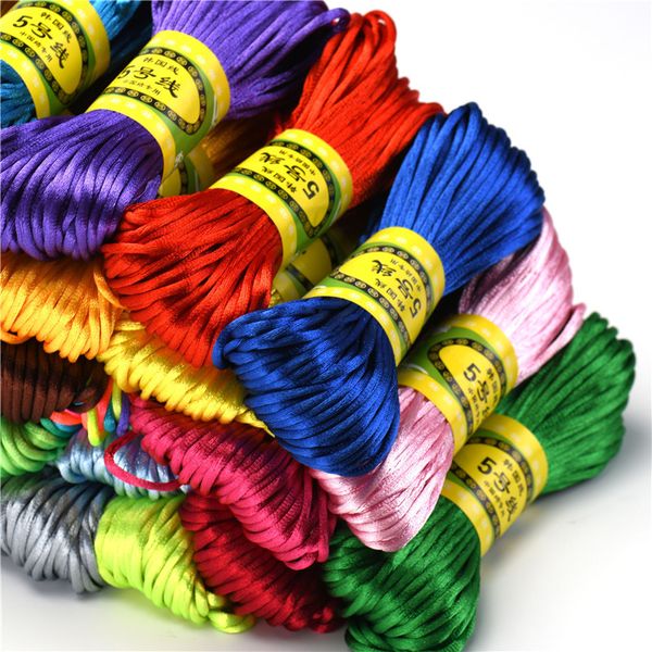 20M 1.5mm Satin Nylon Garniture Cordon Rattail Soie Cordon Chaîne Arbre De Noël Perles Chaîne pour Collier Macramé Amitié Bracelet Noeud Chinois